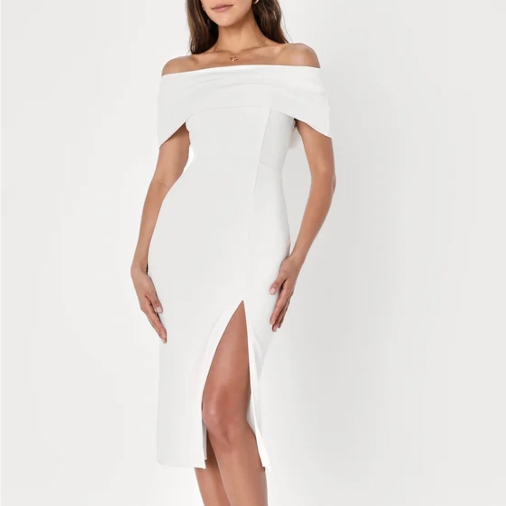 Lulu's White Midi Dress with Elegant Silhouette